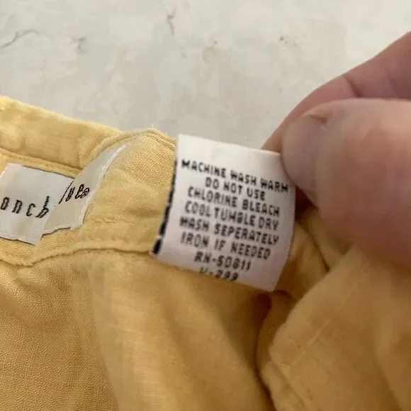 Anchor Blue Shirt Top Womens Large Yellow Sleeveless Linen Classic Button-Up - Picture 4 of 7
